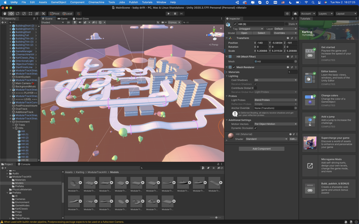 Screenshot of Unity editor showing track changes